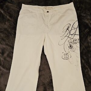 Lauren Jeans Co Ralph Lauren White Graphic Pants